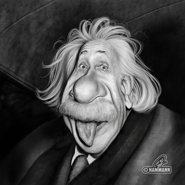 Karikatur Albert Einstein – digitale Malerei/caricature of Albert Einstein – digital painting