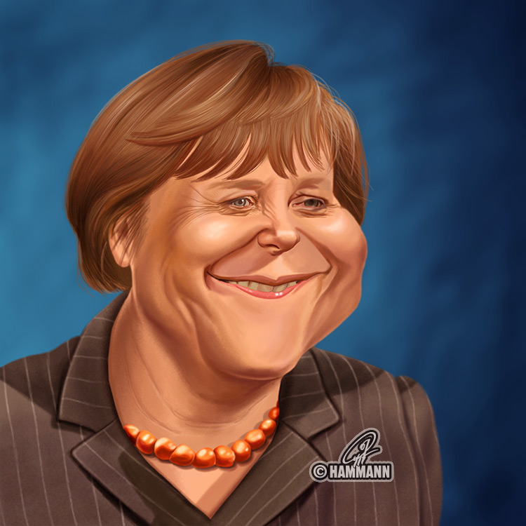 Karikatur Angela Merkel – digitale Malerei/caricature of Angela Merkel – digital painting