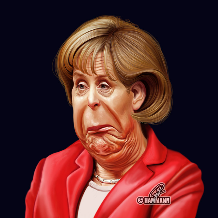 Karikatur Angela Merkel – digitale Malerei/caricature of Angela Merkel – digital painting