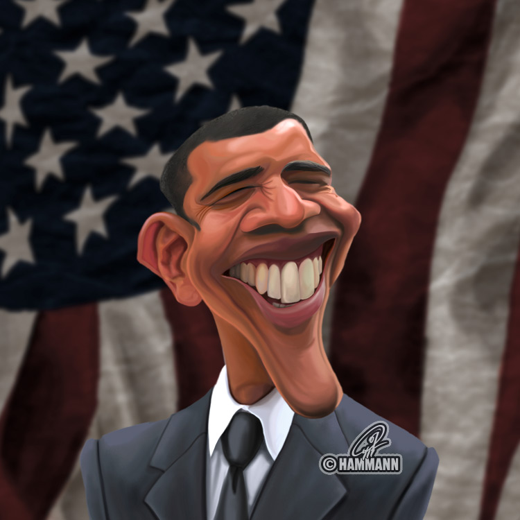 Karikatur Barack Obama – digitale Malerei/caricature of Barack Obama – digital painting