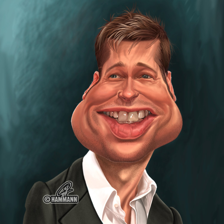 Karikatur Brad Pitt – digitale Malerei/caricature of Brad Pitt – digital painting