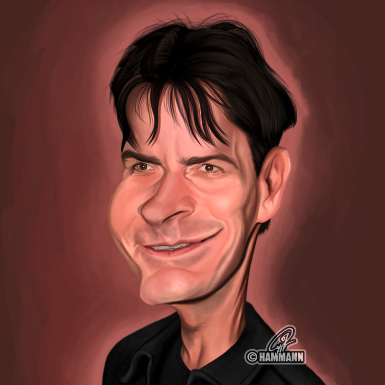 Karikatur Charlie Sheen – digitale Malerei/caricature of Charlie Sheen – digital painting
