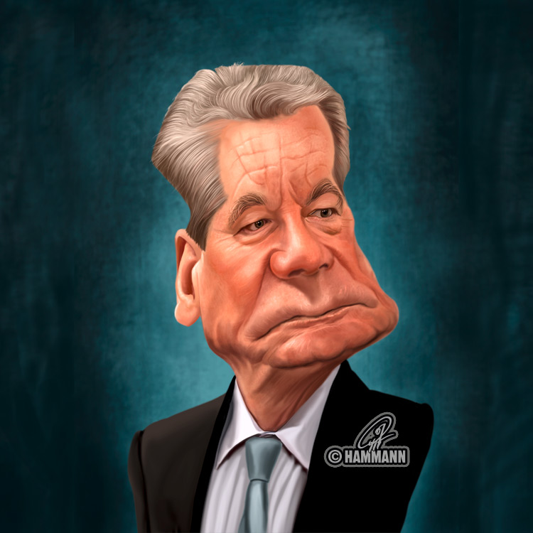 Karikatur Joachim Gauck – digitale Malerei/caricature of Joachim Gauck – digital painting