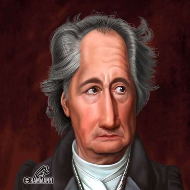 Karikatur Johann Wolfgang von Goethe – digitale Malerei/caricature of Johann Wolfgang von Goethe – digital painting