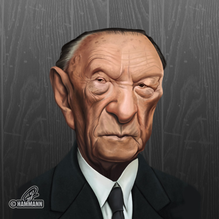 Karikatur Konrad Adenauer – digitale Malerei/caricature of Konrad Adenauer – digital painting