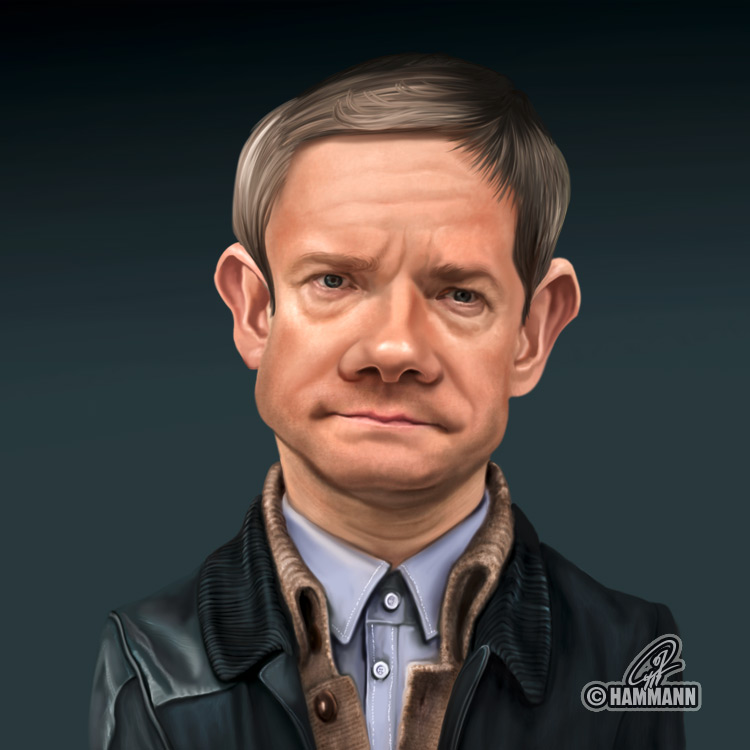 Karikatur Martin Freeman – digitale Malerei/caricature of Martin Freeman – digital painting