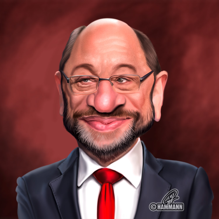 Karikatur Martin Schulz – digitale Malerei/caricature of Martin Schulz – digital painting