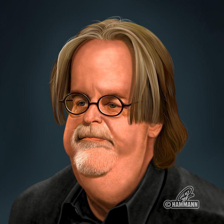 Karikatur Matt Groening – digitale Malerei/caricature of Matt Groening – digital painting