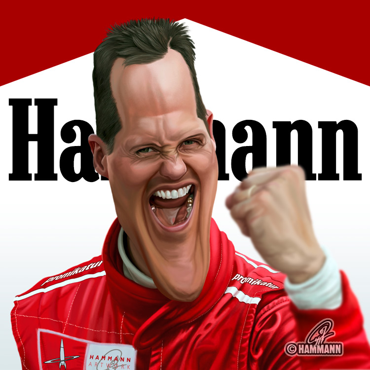 Karikatur Michael Schumacher – digitale Malerei/caricature of Michael Schumacher – digital painting