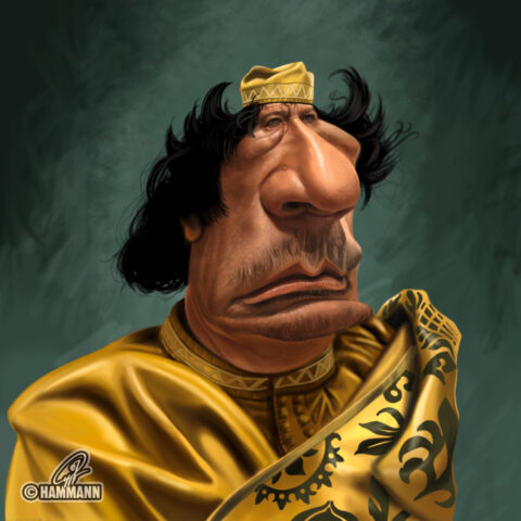Karikatur Muammar al-Gaddafi