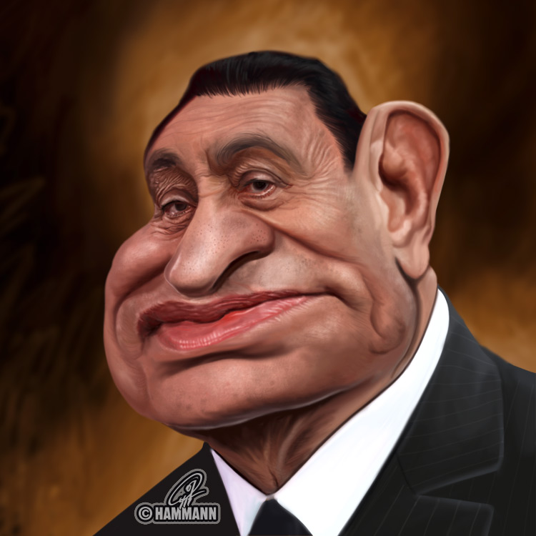 Karikatur Muhammad Husni Mubarak – digitale Malerei/caricature of Muhammad Husni Mubarak – digital painting