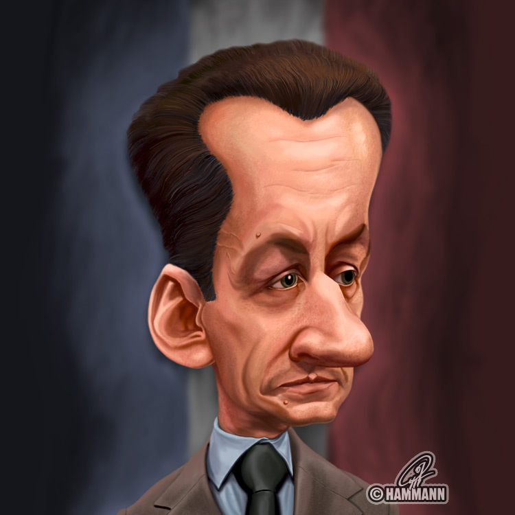 Karikatur Nicolas Sarkozy – digitale Malerei/caricature of Nicolas Sarkozy – digital painting