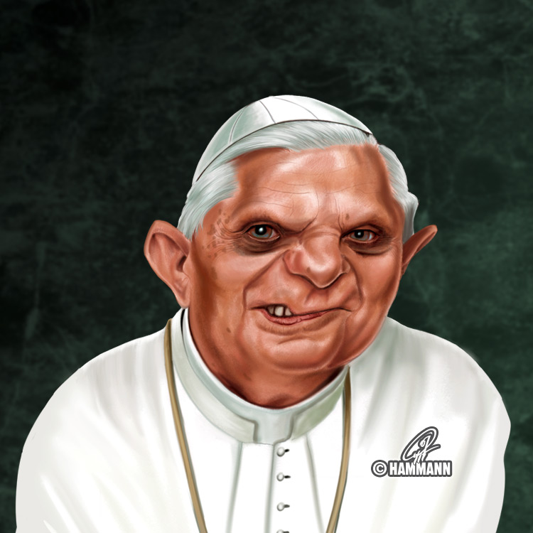 Karikatur Papst Benedikt XVI – digitale Malerei/caricature of Papst Benedikt XVI – digital painting