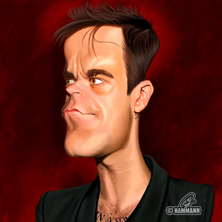 Karikatur Robbie Williams – digitale Malerei/caricature of Robbie Williams – digital painting