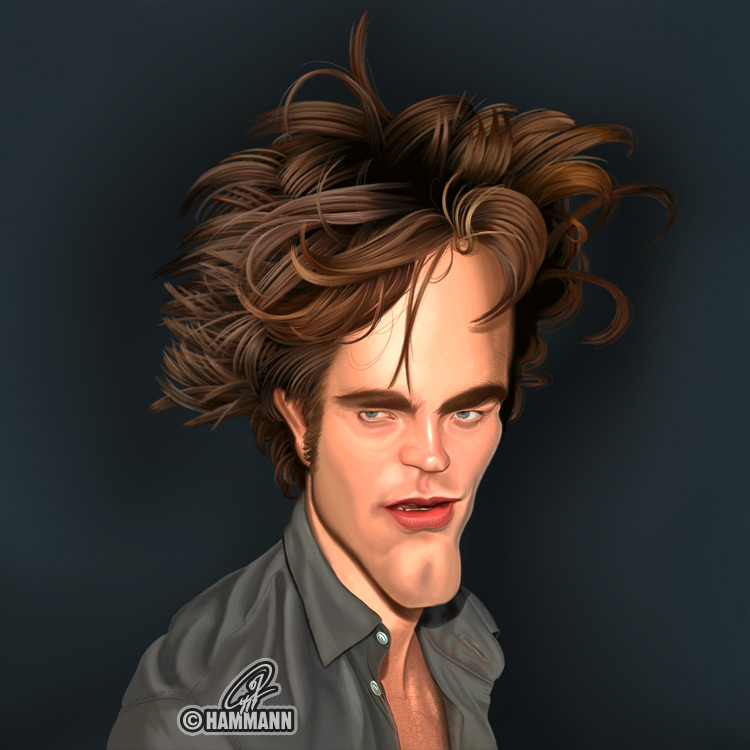 Karikatur Robert Pattinson – digitale Malerei/caricature of Robert Pattinson – digital painting