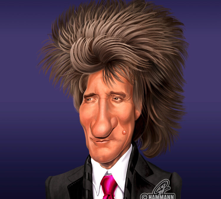 Karikatur Rod Stewart