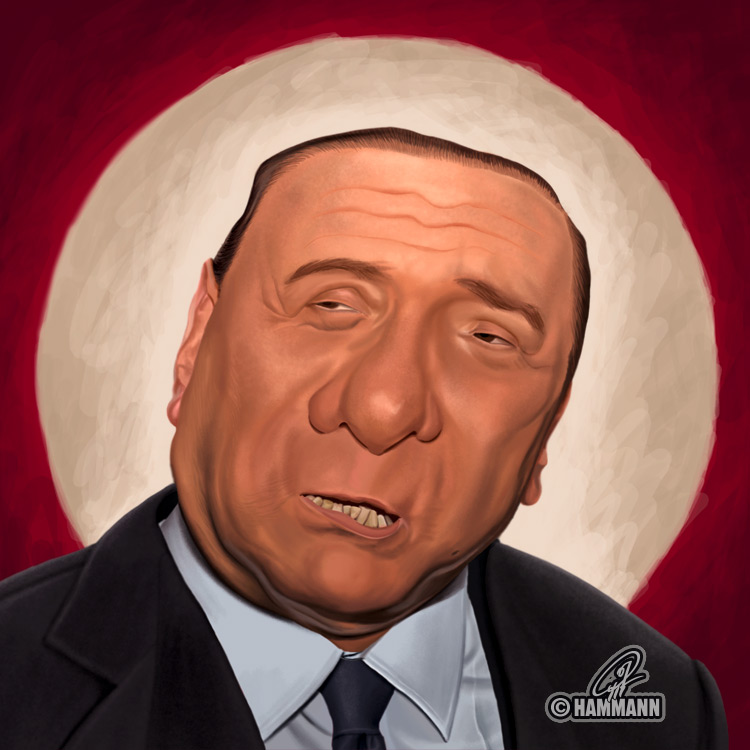 Karikatur Silvio Berlusconi – digitale Malerei/caricature of Silvio Berlusconi – digital painting