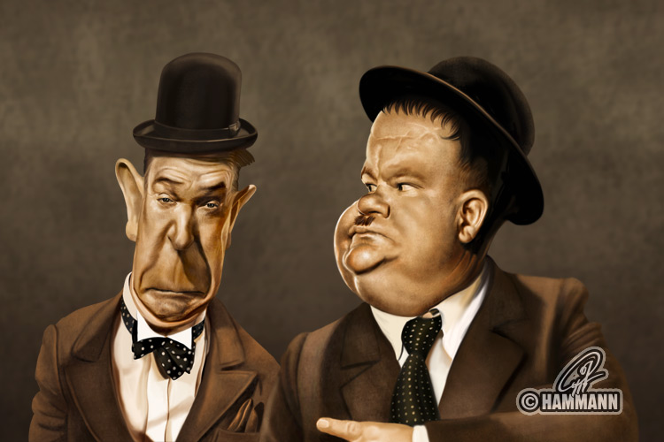 Karikatur Stan Laurel+Oliver Hardy – digitale Malerei/caricature of Stan Laurel+Oliver Hardy – digital painting