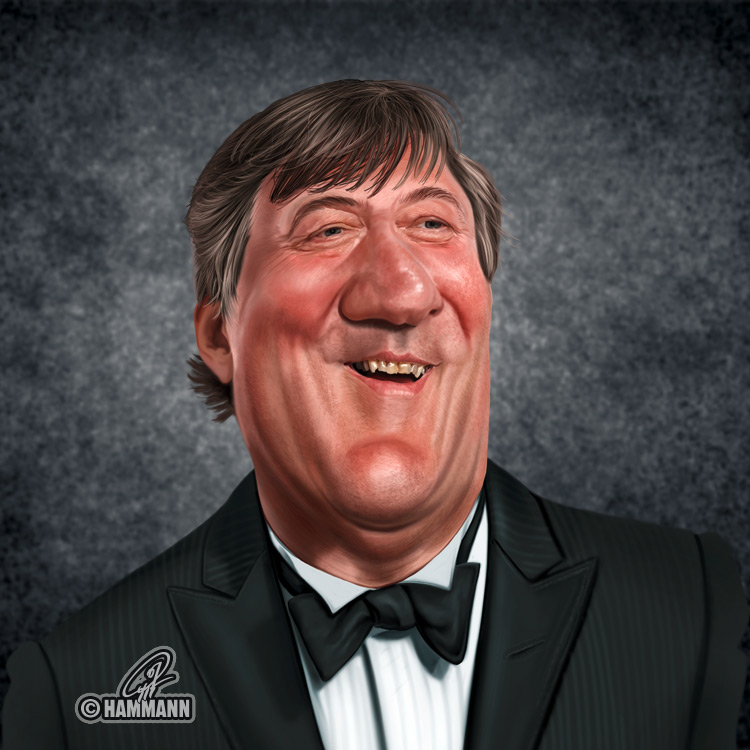 Karikatur Stephen Fry – digitale Malerei/caricature of Stephen Fry – digital painting