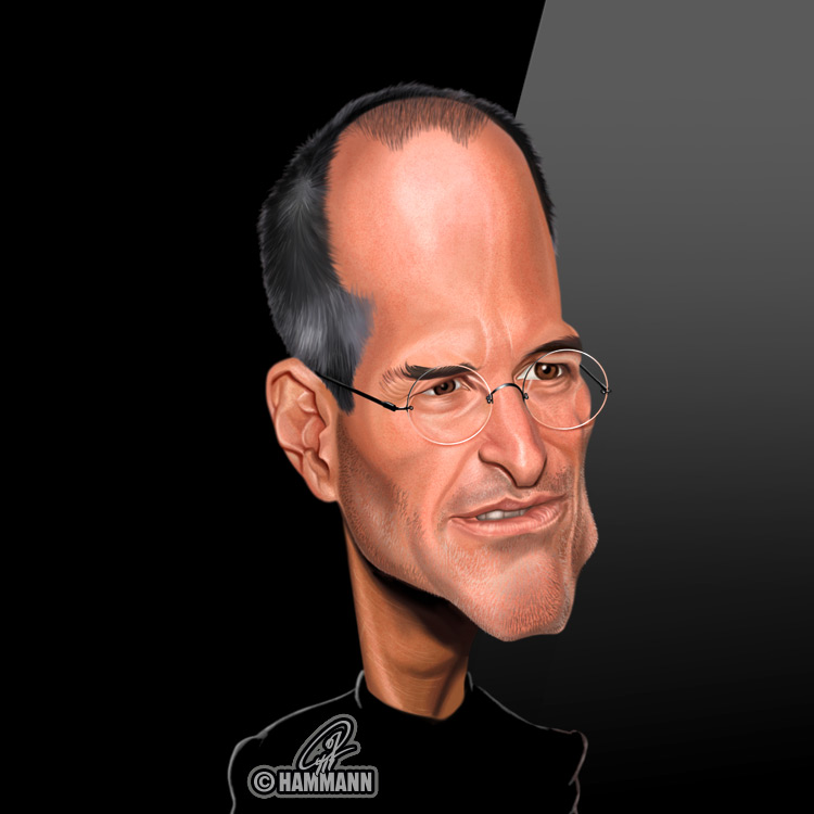Karikatur Steve Jobs – digitale Malerei/caricature of Steve Jobs – digital painting