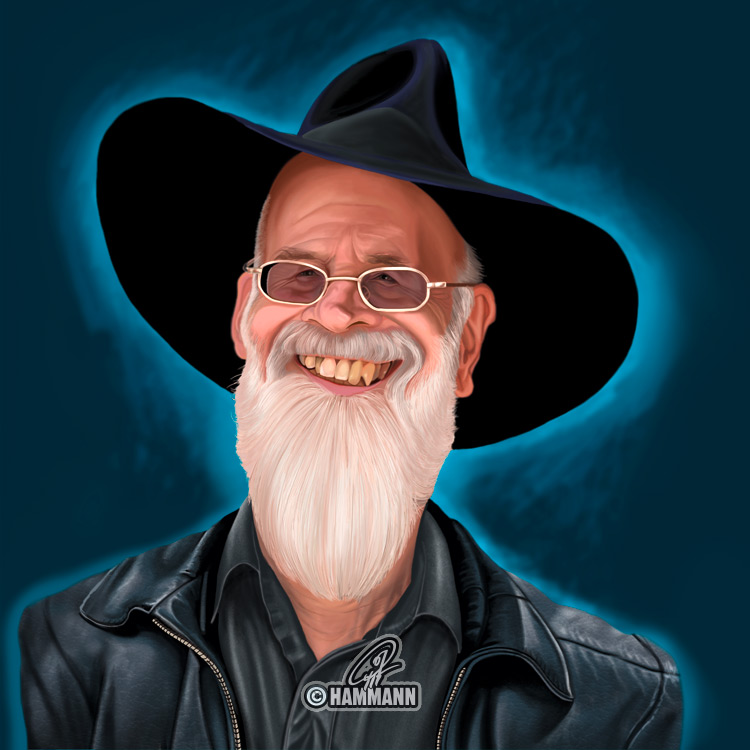 Karikatur Terry Pratchett – digitale Malerei/caricature of Terry Pratchett – digital painting