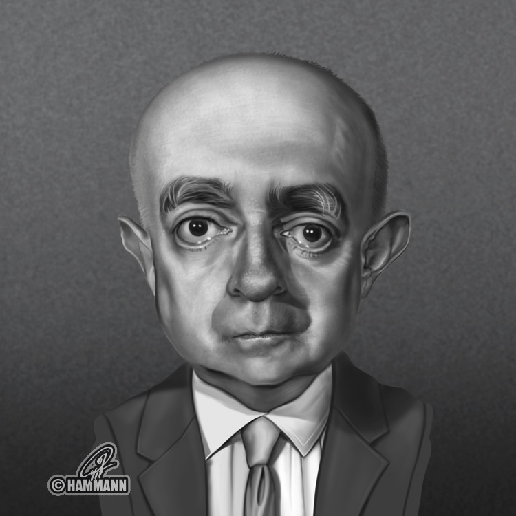 Karikatur Theodor W. Adorno – digitale Malerei/caricature of Theodor W. Adorno – digital painting