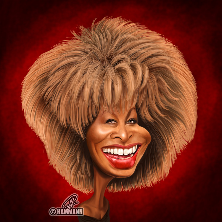 Karikatur Tina Turner – digitale Malerei/caricature of Tina Turner – digital painting