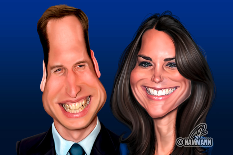 Karikatur Prinz William+Kate Middleton – digitale Malerei/caricature of Prinz William+Kate Middleton – digital painting